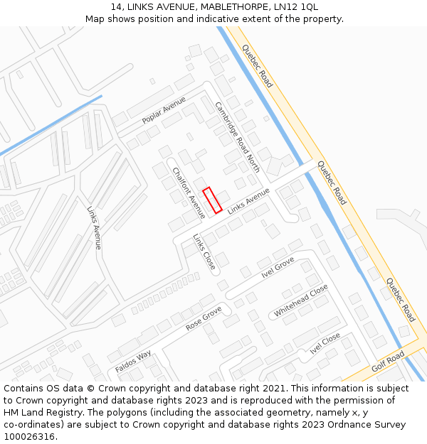 14, LINKS AVENUE, MABLETHORPE, LN12 1QL: Location map and indicative extent of plot