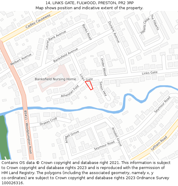 14, LINKS GATE, FULWOOD, PRESTON, PR2 3RP: Location map and indicative extent of plot