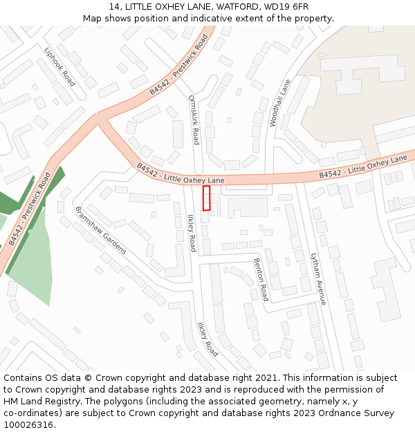 14, LITTLE OXHEY LANE, WATFORD, WD19 6FR: Location map and indicative extent of plot