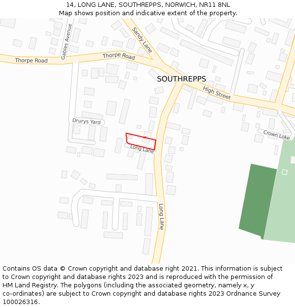 14, LONG LANE, SOUTHREPPS, NORWICH, NR11 8NL: Location map and indicative extent of plot