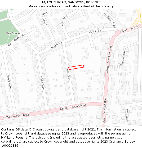 14, LOUIS ROAD, SANDOWN, PO36 9HT: Location map and indicative extent of plot