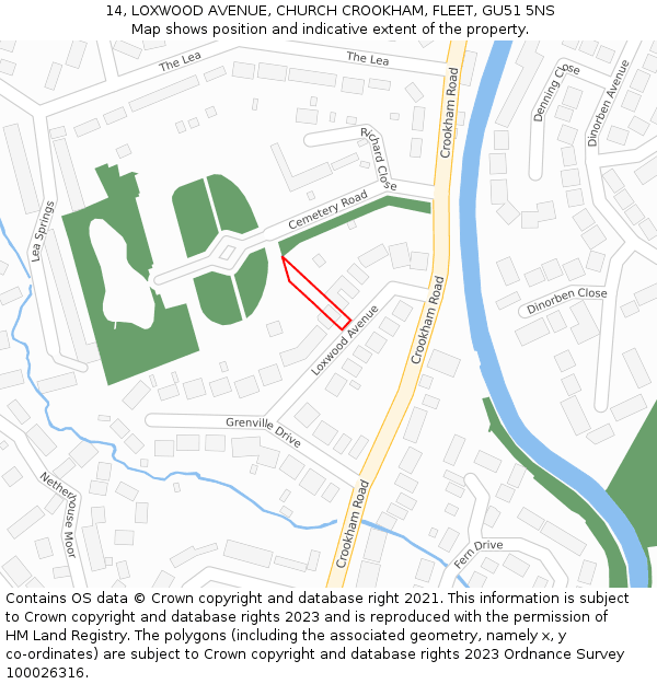 14, LOXWOOD AVENUE, CHURCH CROOKHAM, FLEET, GU51 5NS: Location map and indicative extent of plot