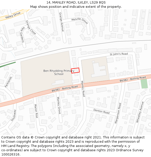 14, MANLEY ROAD, ILKLEY, LS29 8QS: Location map and indicative extent of plot