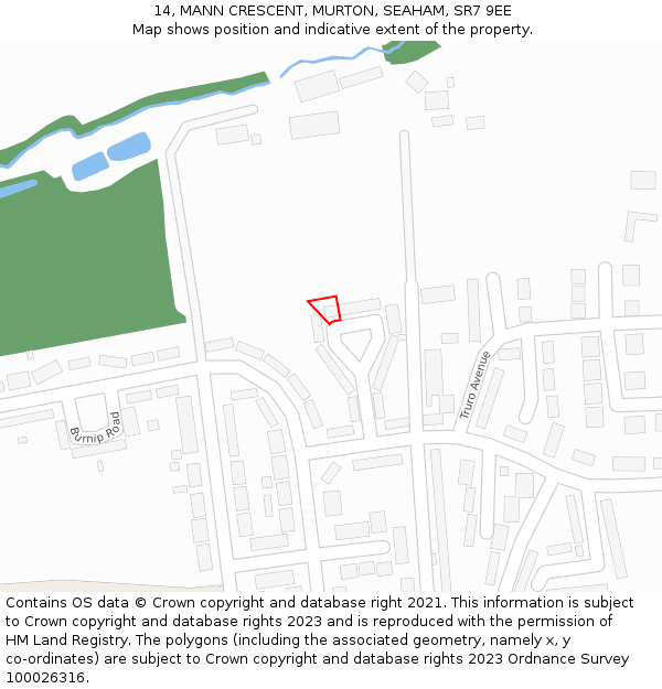 14, MANN CRESCENT, MURTON, SEAHAM, SR7 9EE: Location map and indicative extent of plot