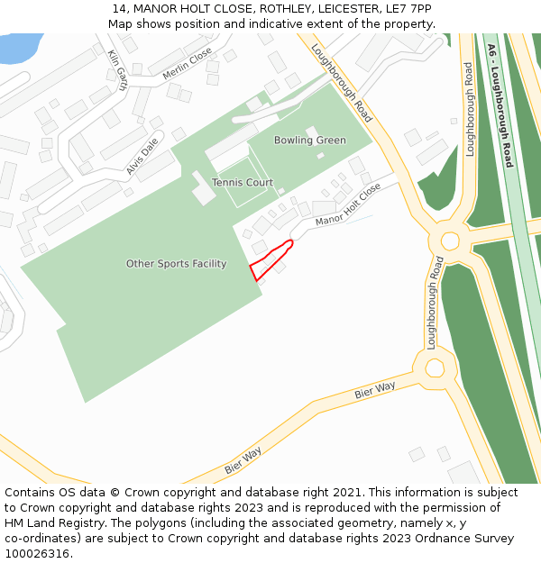 14, MANOR HOLT CLOSE, ROTHLEY, LEICESTER, LE7 7PP: Location map and indicative extent of plot