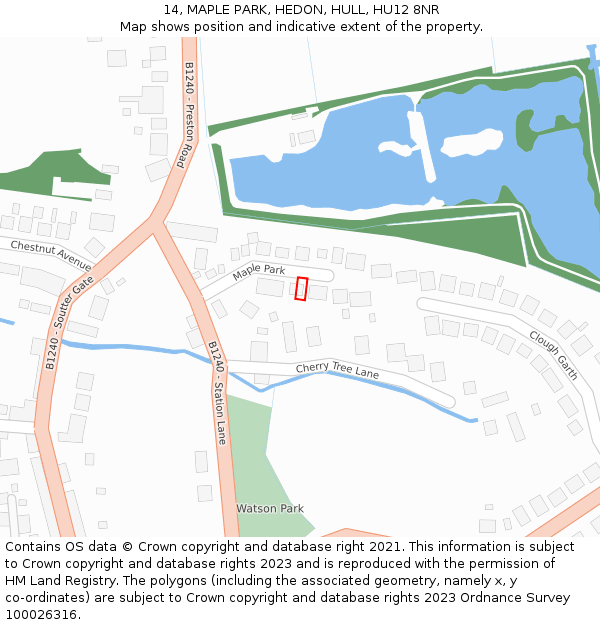 14, MAPLE PARK, HEDON, HULL, HU12 8NR: Location map and indicative extent of plot