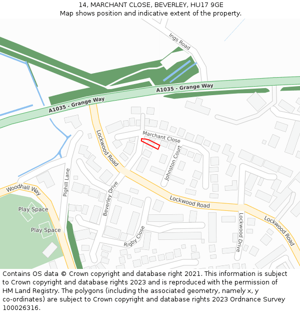 14, MARCHANT CLOSE, BEVERLEY, HU17 9GE: Location map and indicative extent of plot