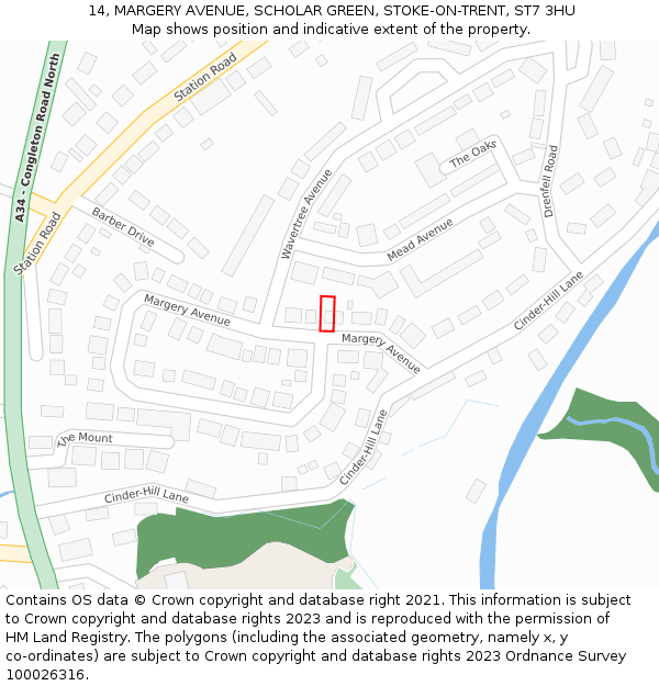 14, MARGERY AVENUE, SCHOLAR GREEN, STOKE-ON-TRENT, ST7 3HU: Location map and indicative extent of plot