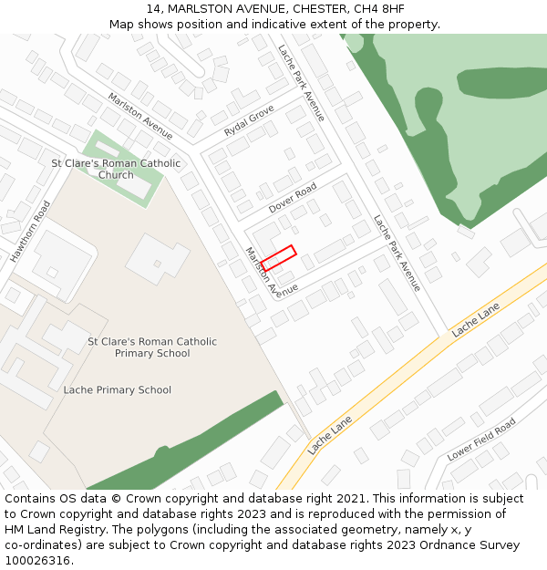 14, MARLSTON AVENUE, CHESTER, CH4 8HF: Location map and indicative extent of plot