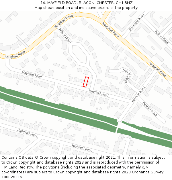 14, MAYFIELD ROAD, BLACON, CHESTER, CH1 5HZ: Location map and indicative extent of plot