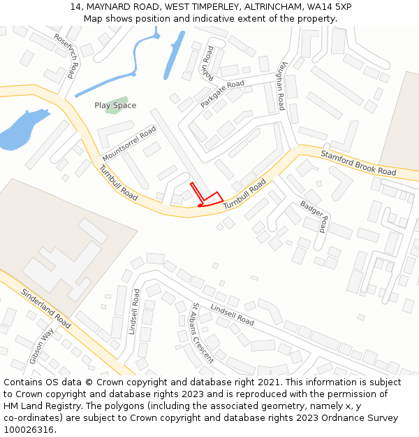 14, MAYNARD ROAD, WEST TIMPERLEY, ALTRINCHAM, WA14 5XP: Location map and indicative extent of plot