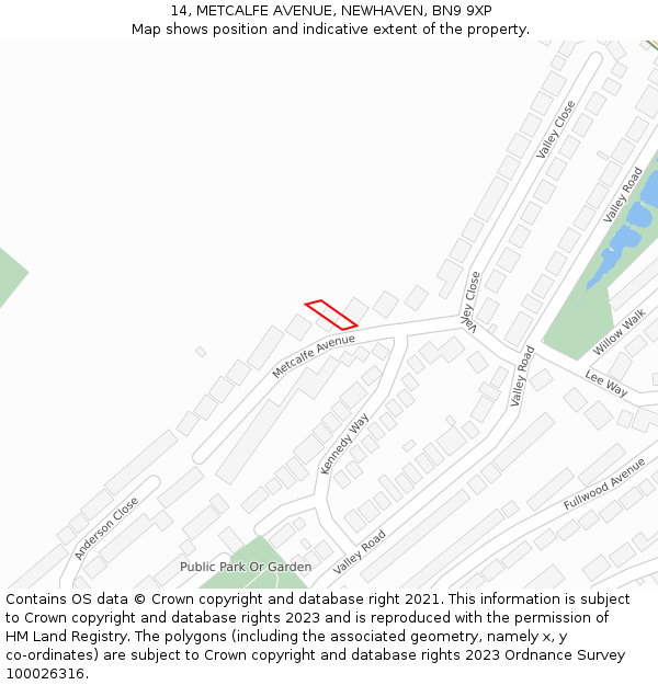 14, METCALFE AVENUE, NEWHAVEN, BN9 9XP: Location map and indicative extent of plot