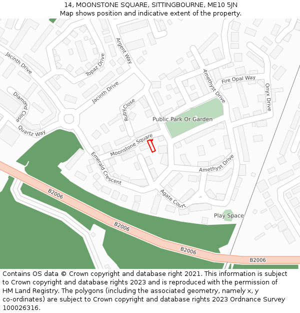 14, MOONSTONE SQUARE, SITTINGBOURNE, ME10 5JN: Location map and indicative extent of plot