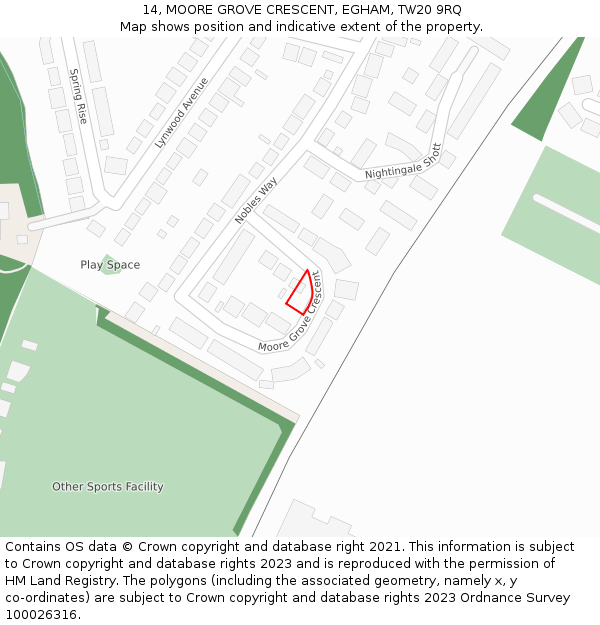 14, MOORE GROVE CRESCENT, EGHAM, TW20 9RQ: Location map and indicative extent of plot