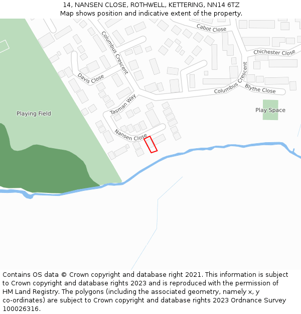 14, NANSEN CLOSE, ROTHWELL, KETTERING, NN14 6TZ: Location map and indicative extent of plot