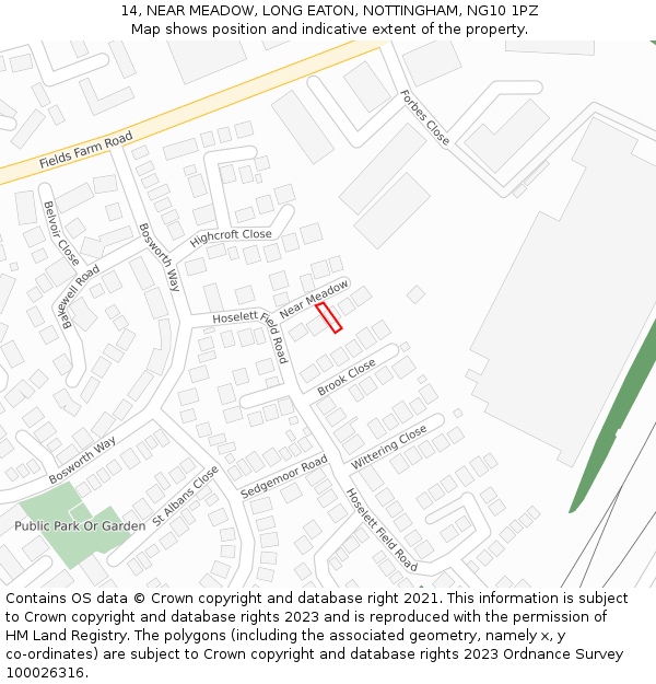 14, NEAR MEADOW, LONG EATON, NOTTINGHAM, NG10 1PZ: Location map and indicative extent of plot