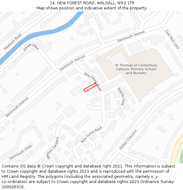 14, NEW FOREST ROAD, WALSALL, WS3 1TR: Location map and indicative extent of plot