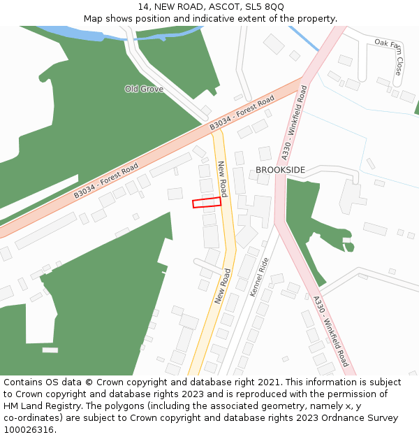 14, NEW ROAD, ASCOT, SL5 8QQ: Location map and indicative extent of plot