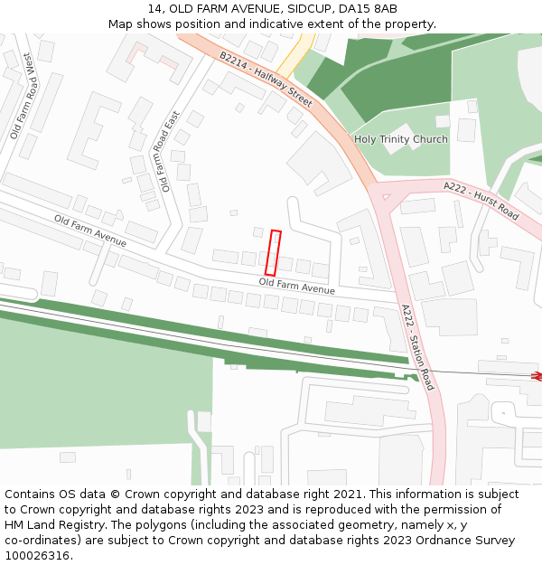 14, OLD FARM AVENUE, SIDCUP, DA15 8AB: Location map and indicative extent of plot