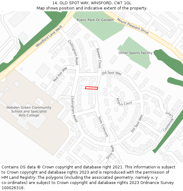 14, OLD SPOT WAY, WINSFORD, CW7 1GL: Location map and indicative extent of plot