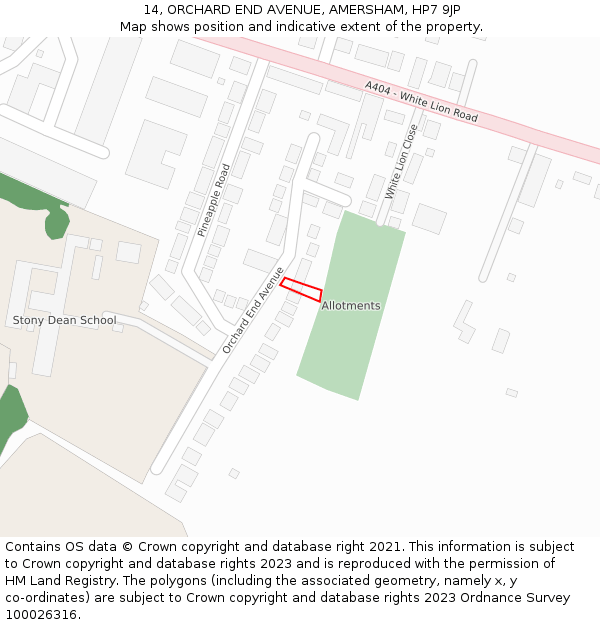 14, ORCHARD END AVENUE, AMERSHAM, HP7 9JP: Location map and indicative extent of plot