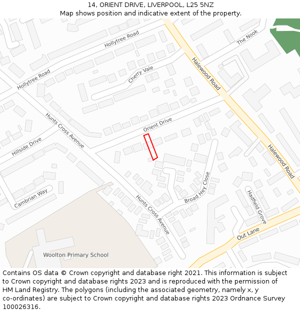 14, ORIENT DRIVE, LIVERPOOL, L25 5NZ: Location map and indicative extent of plot