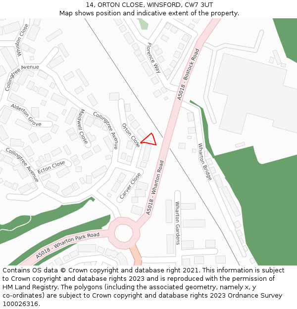 14, ORTON CLOSE, WINSFORD, CW7 3UT: Location map and indicative extent of plot