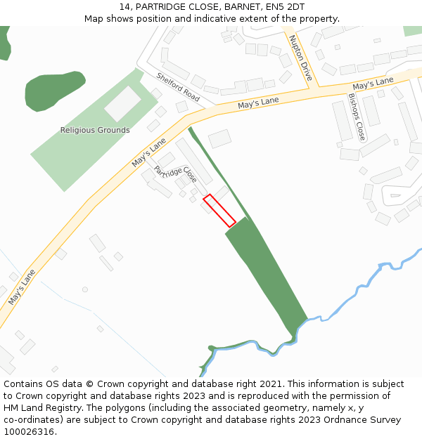 14, PARTRIDGE CLOSE, BARNET, EN5 2DT: Location map and indicative extent of plot