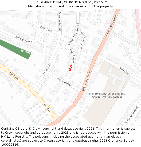 14, PEARCE DRIVE, CHIPPING NORTON, OX7 5HY: Location map and indicative extent of plot