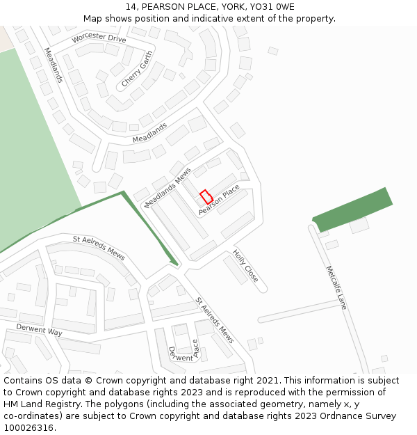 14, PEARSON PLACE, YORK, YO31 0WE: Location map and indicative extent of plot