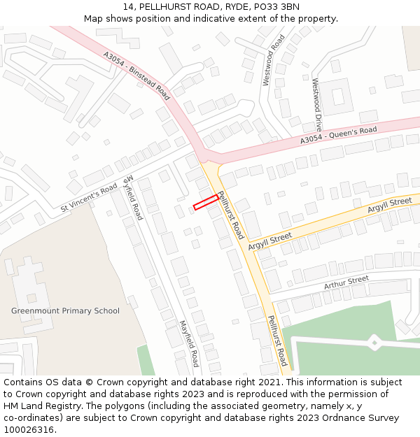 14, PELLHURST ROAD, RYDE, PO33 3BN: Location map and indicative extent of plot