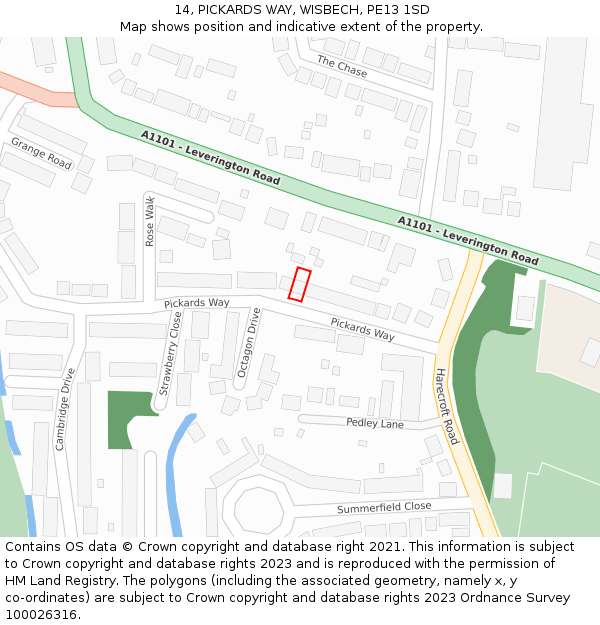 14, PICKARDS WAY, WISBECH, PE13 1SD: Location map and indicative extent of plot