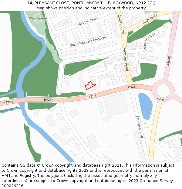 14, PLEASANT CLOSE, PONTLLANFRAITH, BLACKWOOD, NP12 2GQ: Location map and indicative extent of plot