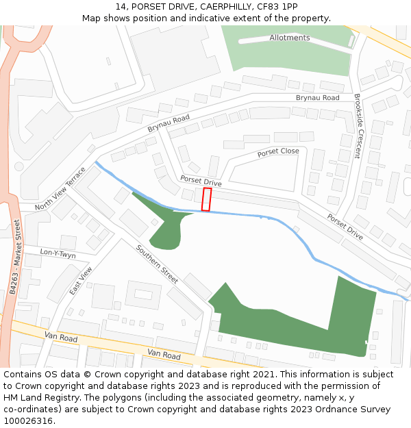 14, PORSET DRIVE, CAERPHILLY, CF83 1PP: Location map and indicative extent of plot