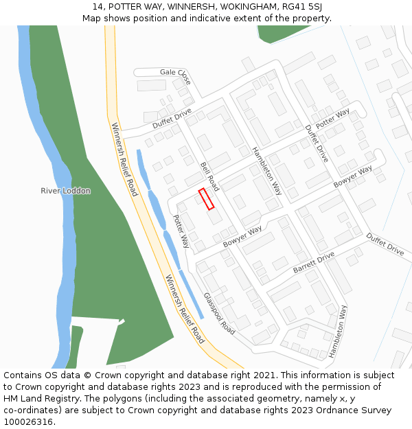 14, POTTER WAY, WINNERSH, WOKINGHAM, RG41 5SJ: Location map and indicative extent of plot