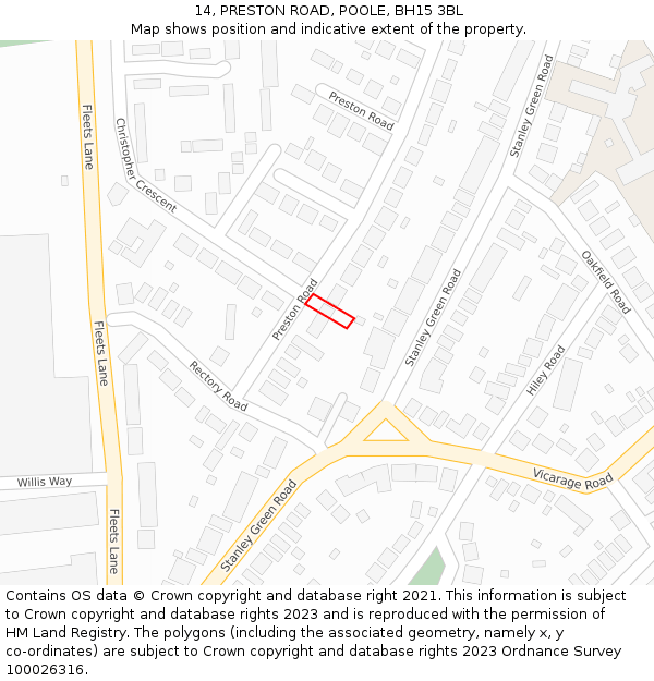 14, PRESTON ROAD, POOLE, BH15 3BL: Location map and indicative extent of plot