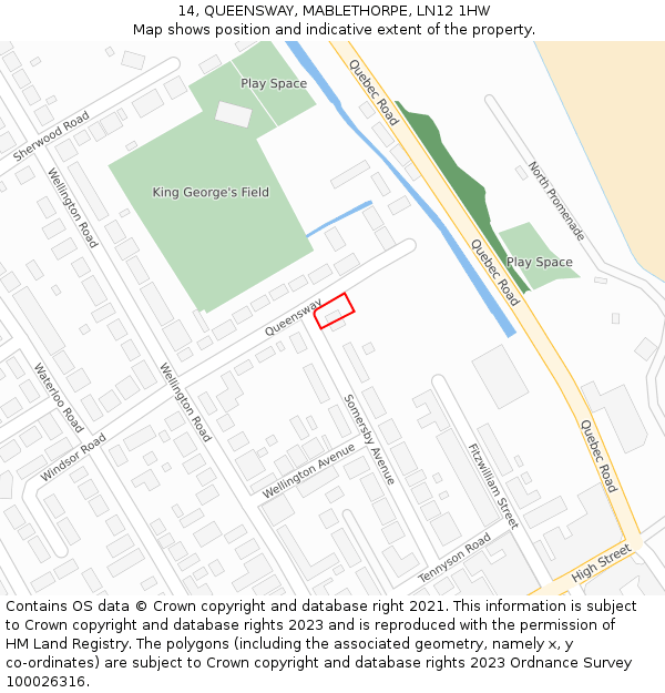 14, QUEENSWAY, MABLETHORPE, LN12 1HW: Location map and indicative extent of plot