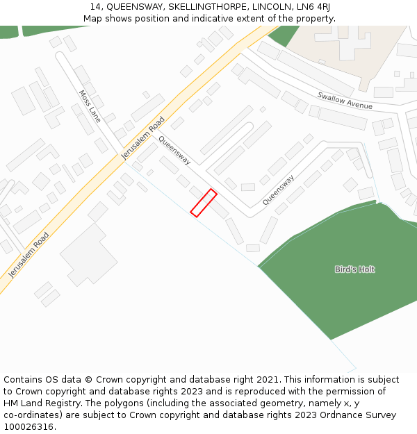 14, QUEENSWAY, SKELLINGTHORPE, LINCOLN, LN6 4RJ: Location map and indicative extent of plot