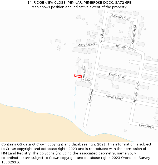 14, RIDGE VIEW CLOSE, PENNAR, PEMBROKE DOCK, SA72 6RB: Location map and indicative extent of plot