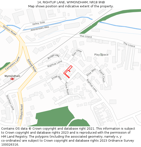 14, RIGHTUP LANE, WYMONDHAM, NR18 9NB: Location map and indicative extent of plot