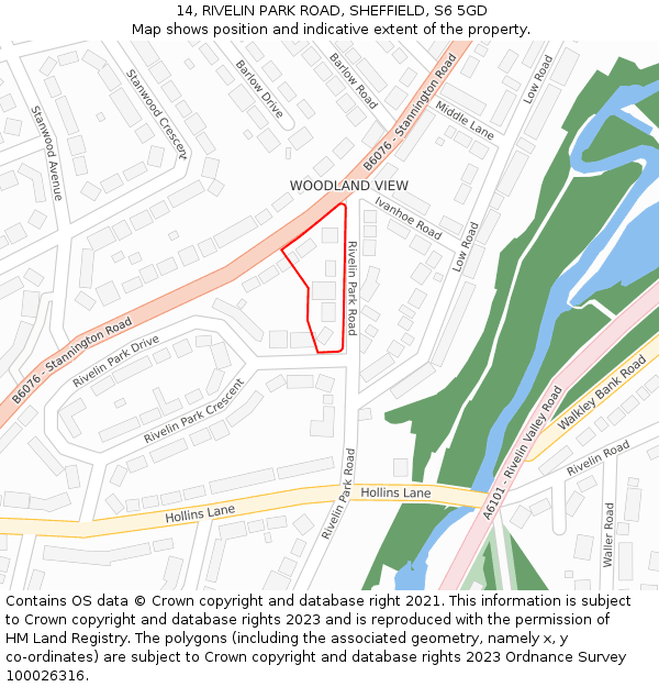 14, RIVELIN PARK ROAD, SHEFFIELD, S6 5GD: Location map and indicative extent of plot