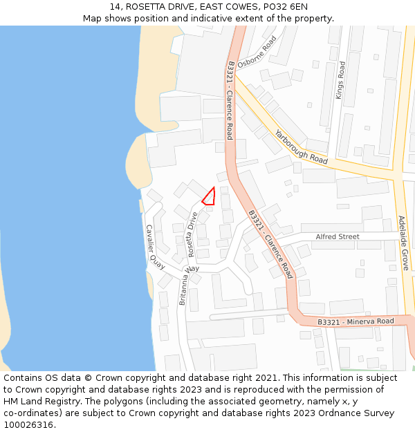 14, ROSETTA DRIVE, EAST COWES, PO32 6EN: Location map and indicative extent of plot