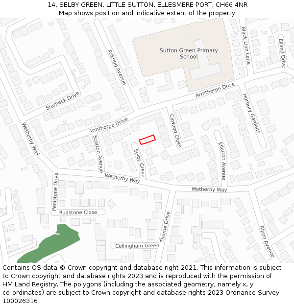 14, SELBY GREEN, LITTLE SUTTON, ELLESMERE PORT, CH66 4NR: Location map and indicative extent of plot