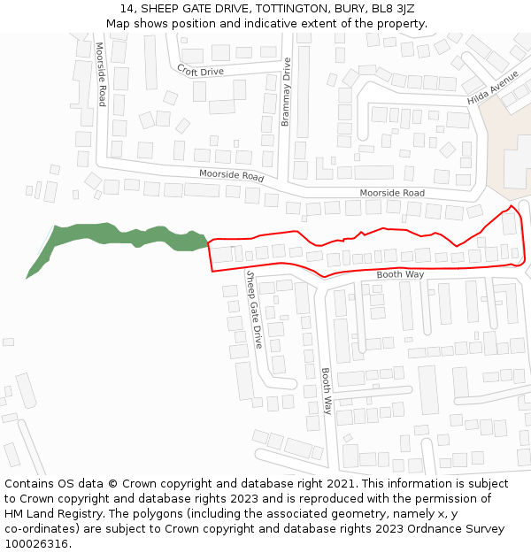 14, SHEEP GATE DRIVE, TOTTINGTON, BURY, BL8 3JZ: Location map and indicative extent of plot