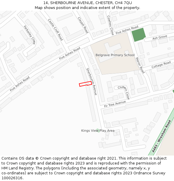 14, SHERBOURNE AVENUE, CHESTER, CH4 7QU: Location map and indicative extent of plot