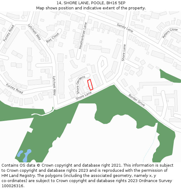 14, SHORE LANE, POOLE, BH16 5EP: Location map and indicative extent of plot