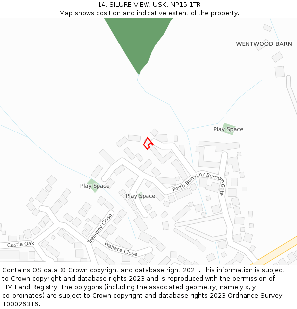 14, SILURE VIEW, USK, NP15 1TR: Location map and indicative extent of plot