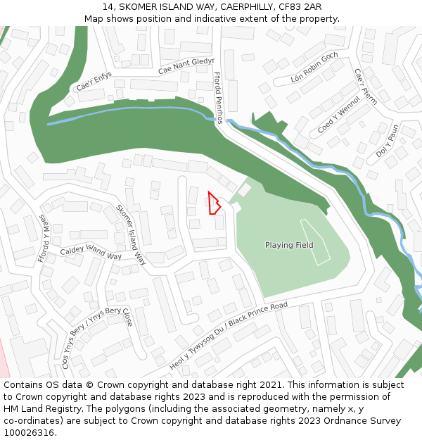 14, SKOMER ISLAND WAY, CAERPHILLY, CF83 2AR: Location map and indicative extent of plot