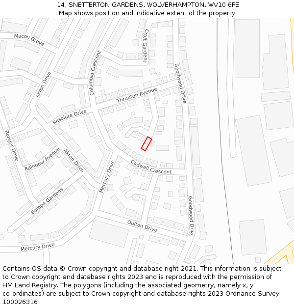 14, SNETTERTON GARDENS, WOLVERHAMPTON, WV10 6FE: Location map and indicative extent of plot