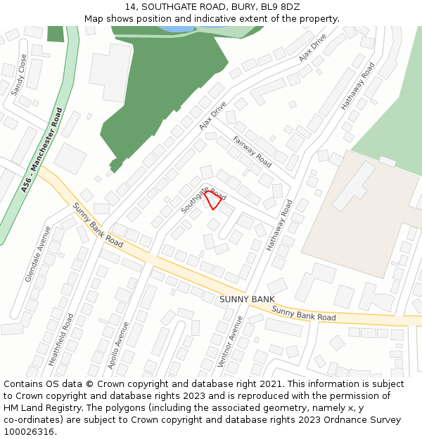 14, SOUTHGATE ROAD, BURY, BL9 8DZ: Location map and indicative extent of plot